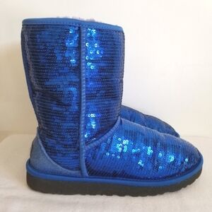 Ugg Royal Blue Sequin Sparkle Short Boots